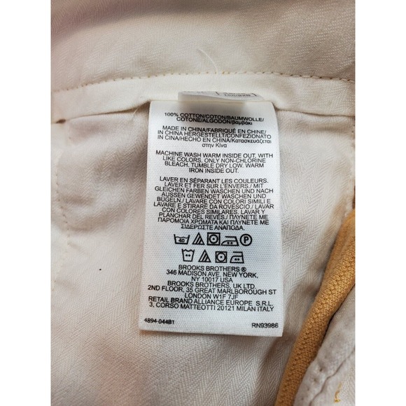 Brooks Brothers 346 Pants Mens Size 35 Orange Corduroy Cotton Flat Front Pockets - Picture 7 of 7